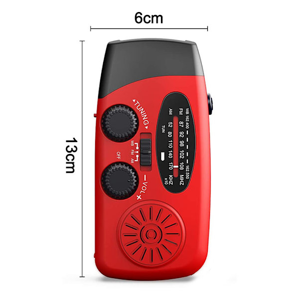 Håndsveivradio med lommelykt for nødsituasjoner, bærbar solcelledrevet radio, selvdrevet AM/FM NOAA værradio, Power Bank mobillader, USB