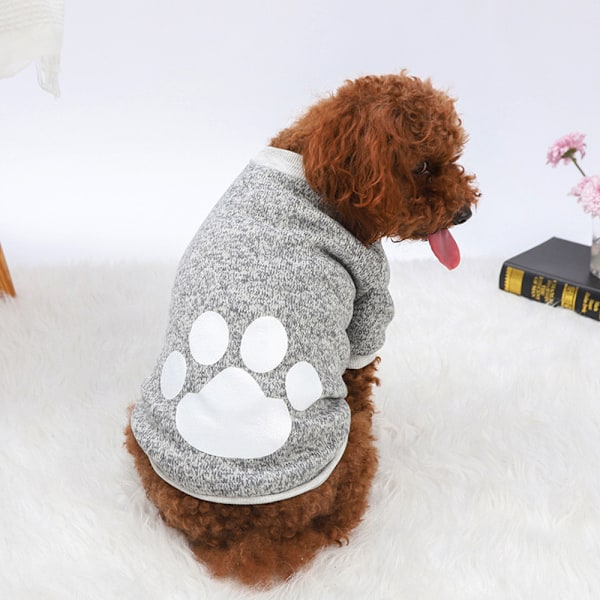 Hundtröja husdjur varma kläder på hösten och vintern hundfötter kläder fleece tryckt husdjur kläder