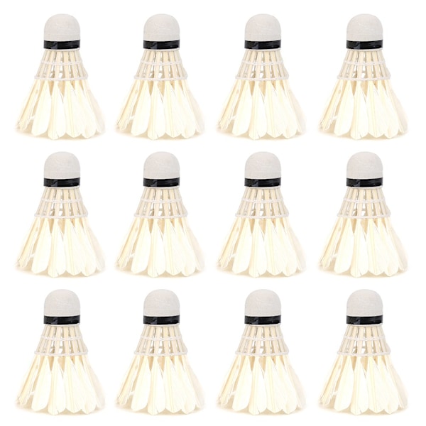 12 st/förpackning vita fjäderbadmintonbollar shuttlecocks utomhus sport träningstillbehör