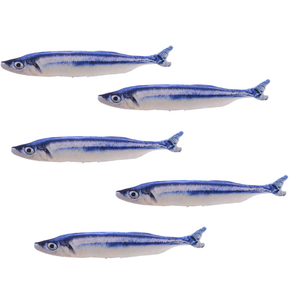 5 stk. kattegræs legetøj simulerer fiskeform blød kattegræs interaktiv kæledyrs pude tyggeforsyninger