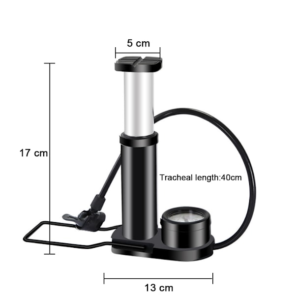 Sykkelpumpe, 140 PSI Mini Bærbar Sykkelpumpe, Mini Fotpumpe med Trykkmåler, Dobbel Ventil Sykkelpumpe for Sykler, Motorsykler, Svømming