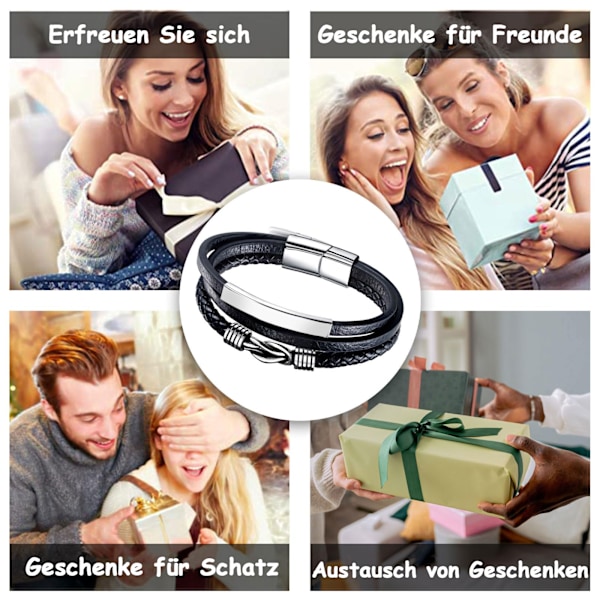 Herr Läder Armband Svart, Herr Läder Armband, Flätad Läder Armband För Herrar, Herr Armband, Den Perfekta Presenten Till Fars Dag