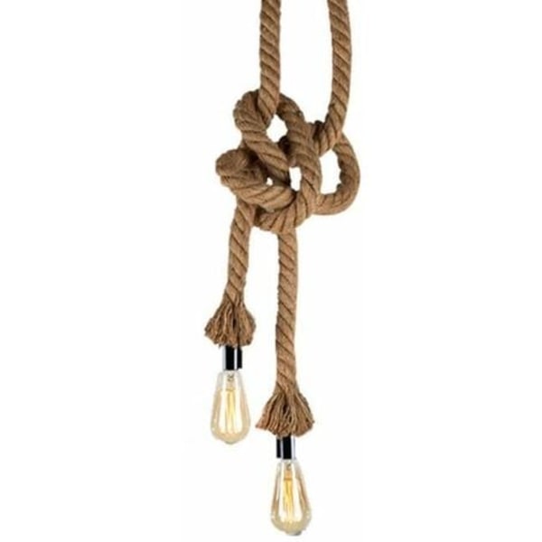 4M Vintage Hampa Rep Lampa Hänge DIY Dubbel E27 Sockel Retro Ljusarmatur Lampa för Restaurang Bar Cafe Belysning 2M+2M