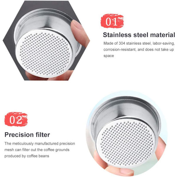 51 mm ikke-tryksat filter, kaffefilter i rustfrit stål, genanvendeligt kaffefilter si til Breville