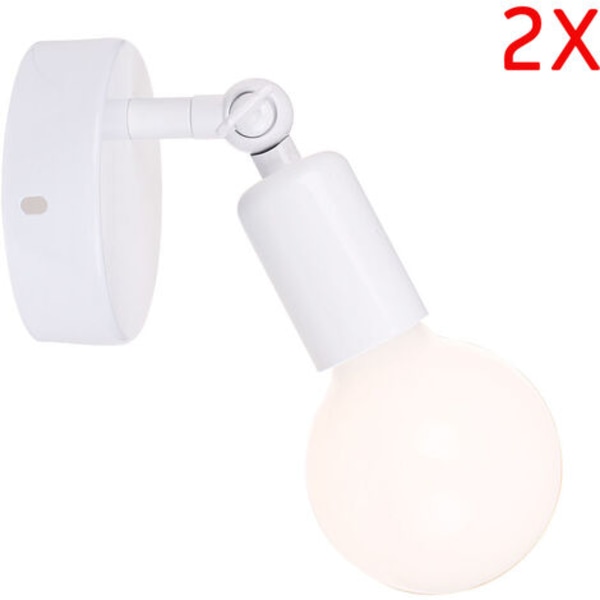 MAGIC Sett med 2 Retro Vegglampe E27 Justerbar Industriell Lampe Hvit