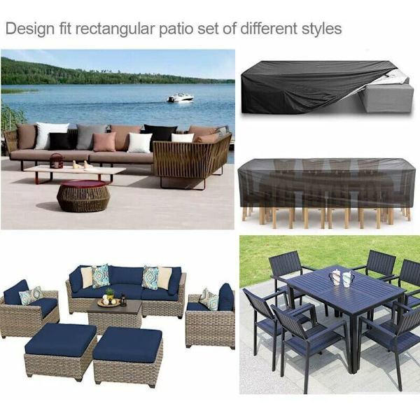 Havemøbelovertræk, 240 x 140 x 90 cm, rektangulært, havebordsovertræk, møbelbeskyttelsesovertræk, vandtæt, UV-bestandigt, havepresenning
