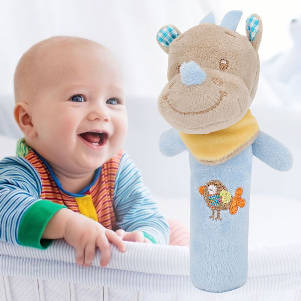 Tegneserie Dyre Stil Baby Spædbarnrangle Blød Udstoppede Plys Legetøj Nyfødt Tremmeseng Dukke (Næsehorn)