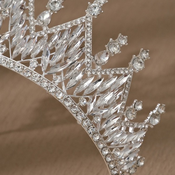Bröllopskrona för kvinnor, utsökt krona med strass, hårtillbehör för bal och fest, silver