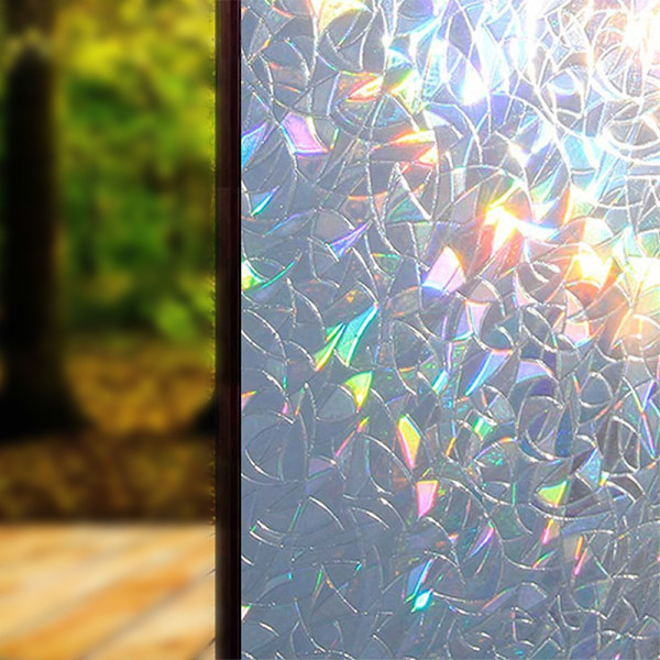 Fönsterfilm Dekorativ Sekretessfilm 3D Ingen Lim Holografisk Glasdekal för Glasdörr Hem Hus Kontor Värme Kontroll Anti UV