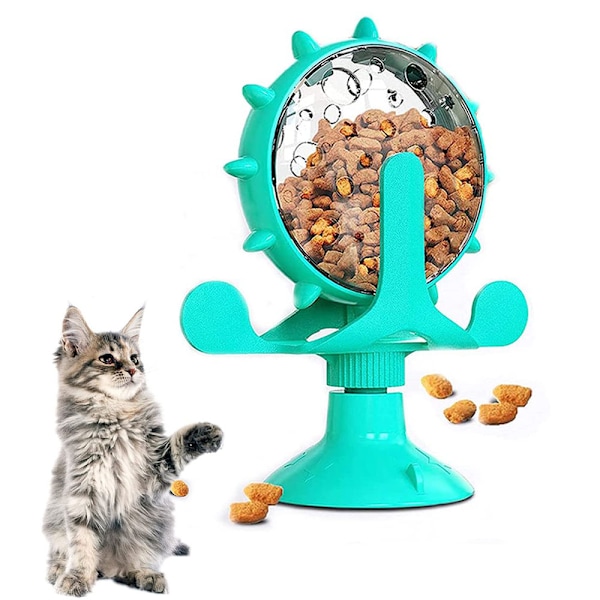 Interaktive katteleker for innekatter, leke for kattunger, interaktiv katteleke, roterende katteballeleke for katter, sterk sugekopp, katteøvelse, katt