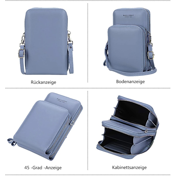 Klein Handy Skuldertaske, Dame Lille Skuldertaske, PU Læder Crossbody Skuldertaske Rejsepas Mobiltelefon Taske med Kortplads Justerbar