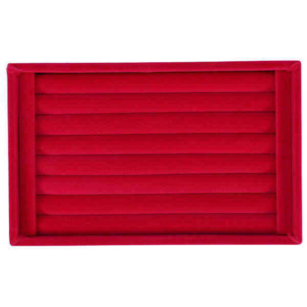Ring Display Bakke Slot Mode Smykke Organizer Holder Case Box Showcase Rød