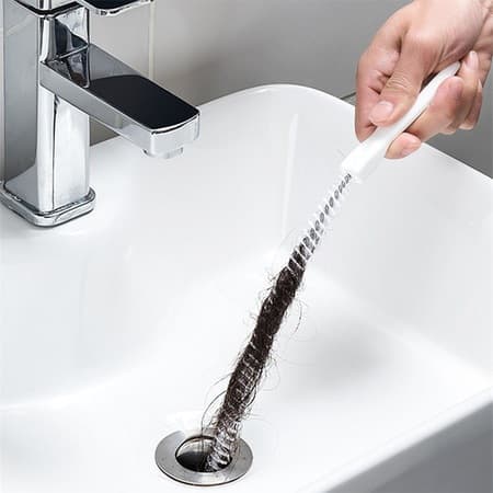 Vaskavløpsbørste, Plast, 45 cm, Grå