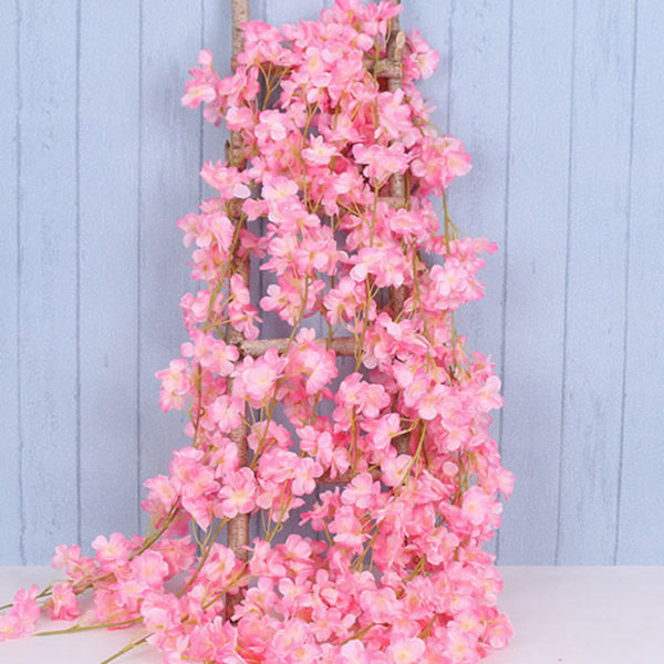 1.8m 256 Simulerte Kunstige Sakura Blomster Girlander Hengende Ranker for Vår Hjem Rom Bryllupsfest Dekor