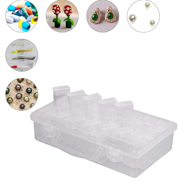 42/84 rutnät transparent låda DIY handgjord pärlad diamantmålning förvaringslåda glas riskorn pärllåda nagelkonst tillbehörslåda
