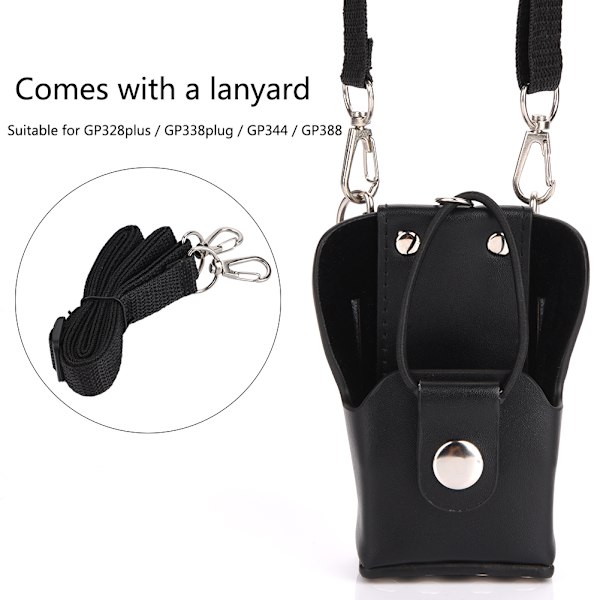 Læder Etui Cover til Motorola GP328plus/GP338plug/GP344/GP388 Walkie Talkie Radio med Lanyard