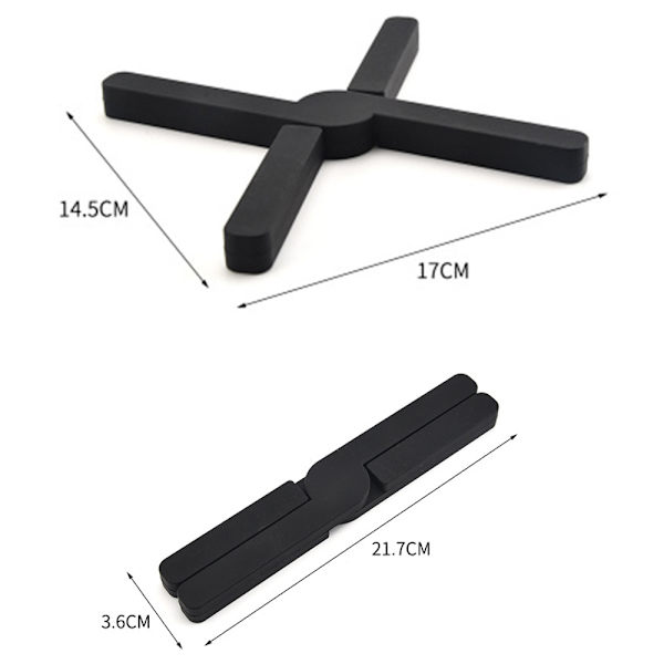 2 st (svart + röd) Fällbar Silikon Grytunderlägg, Hopvikbar Expanderbar, Lätt, Flexibel Hållbar Halkskyddad Grytlapp Kors Design Varm Underlägg Köksredskap