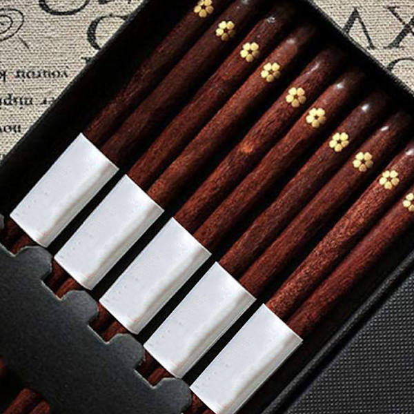 5 par Genanvendelige Opvaskemaskine Sikre Træ Chopsticks Sæt Chopsticks Skridsikre Naturlige Træ Chop Sticks