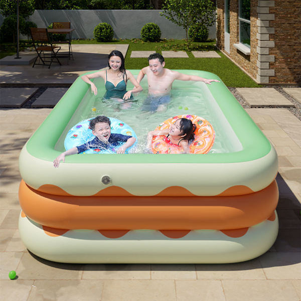 Oppustelig swimmingpool 3 lag foldbar PVC blæse swimmingpool til indendørs gårdhave orange 1,3 meter