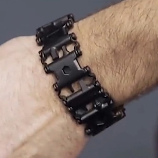 29 i 1 Multi-Tool Armbånd Venligt Sort Blankt Armbånd Rustfrit Stål Armbånd Bærbart Udendørs Overlevelses Nødarmbånd