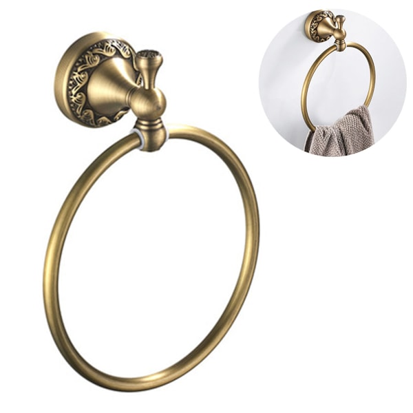 Antikk messing håndklering retro håndklestativ maskinvare anheng håndkle hengende ring for baderom rustsikker