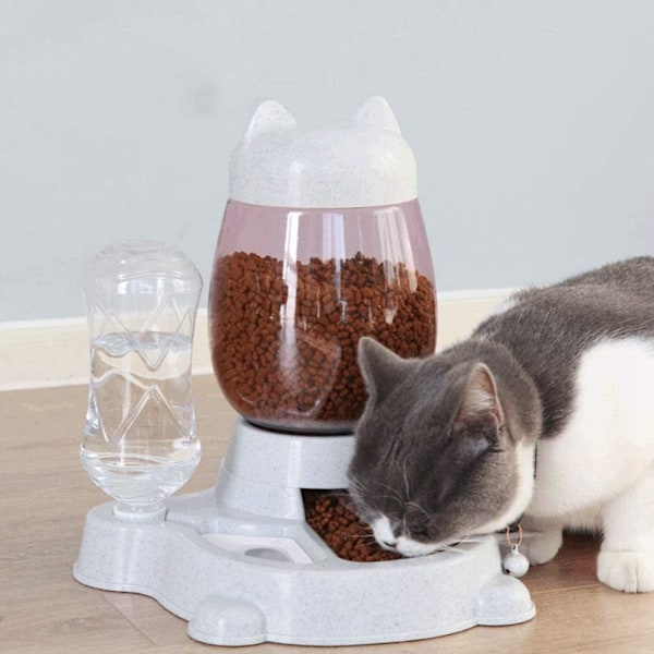 Automatisk vatten- och foderdispenser för hund och katt, vattenflaska, foderautomat, automatisk vattenfontän