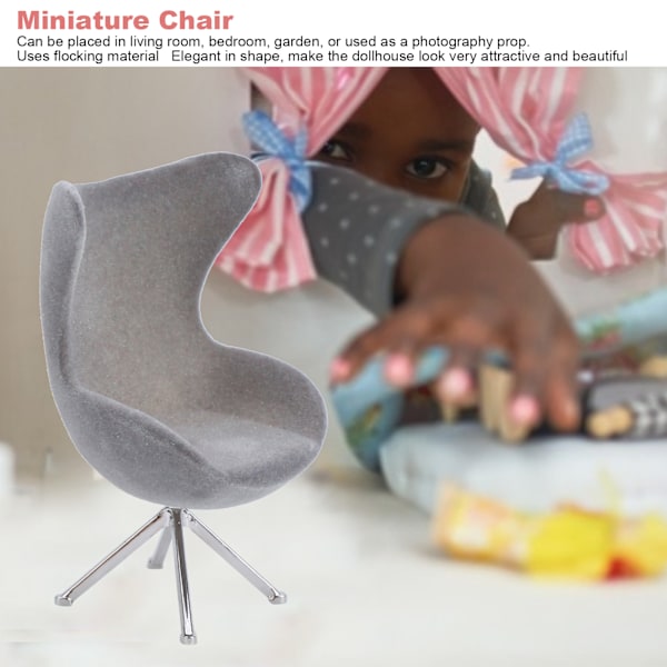 Miniature Stol Mini Flocking Sofa Møbel Model Dekoration 1:12 Dukkehus Tilbehør Grå