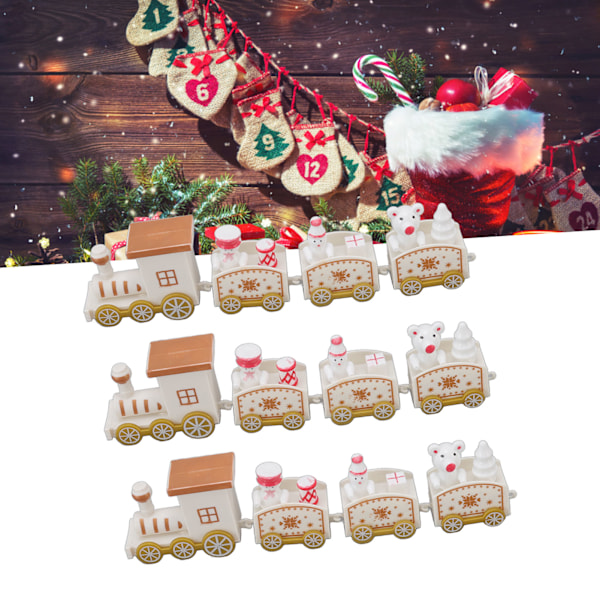3 Set Små Tåg Juldekorationer Utsökt Mini Tåg Dekor Set Juldekoration Rekvisita Vit
