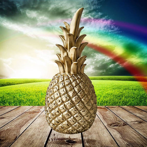 Modern hartsformad ananas i resin, presentdekoration, heminredning, kontorsdekoration, bröllopsdekoration (guld, liten)