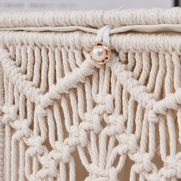 Servietboks Cover Boho Firkantet Macrame Servietholdere til Badeværelser Bondehus Servietholder med Perlespænde Vævet