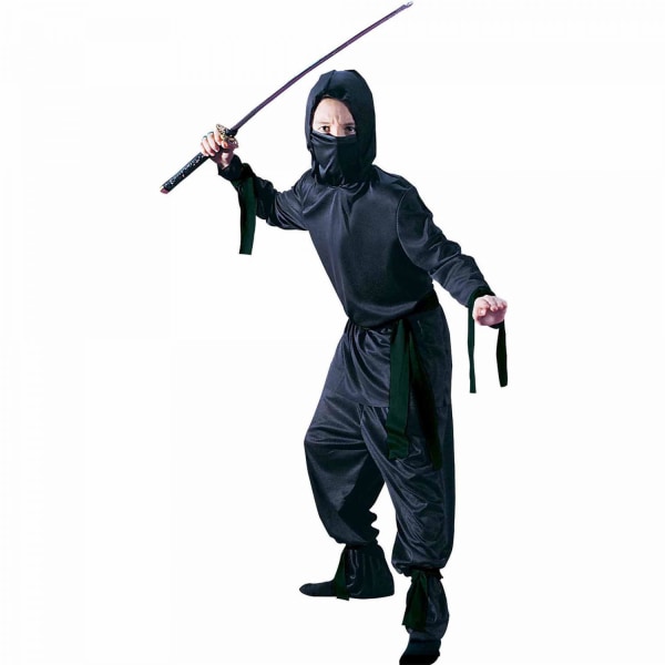Svart Ninja Dräkt Budget Maskeraddräkt Barn M: 90-100cm 33a1 | Fyndiq