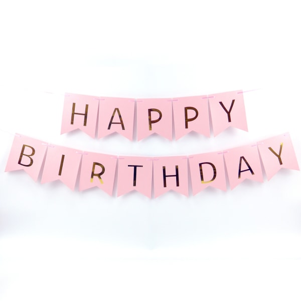 Vimpel Girland, Grattis på födelsedagen bokstäver (Ljusrosa)