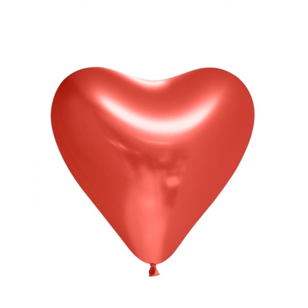 6-Pack - Hjärtballonger Chrome Röd
