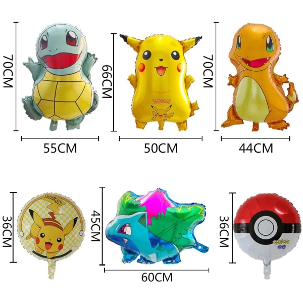5-Pack Pokemon Pikachu folieballong 50-70 CM
