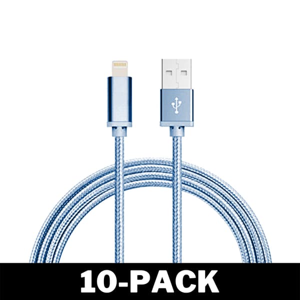 3M Kabel iPhone Lader Nylon Quick Charge Blå 240 5-Pack