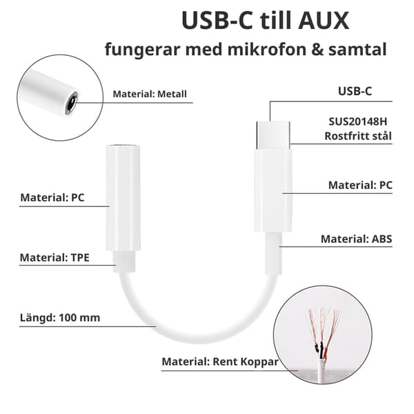 Lightning / USB-C - AUX-sovitin 3,5 mm paketti 11 LightningAUX