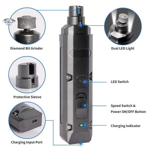 Stille elektrisk klosliper for hunder Black
