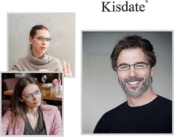 350 Dioptrier Ultralette og Tynne Sammenleggbare Lesebriller Sammenleggbare Lesere for Menn Kvinner Kompakt Bærbar Rektangulær Brilleetui