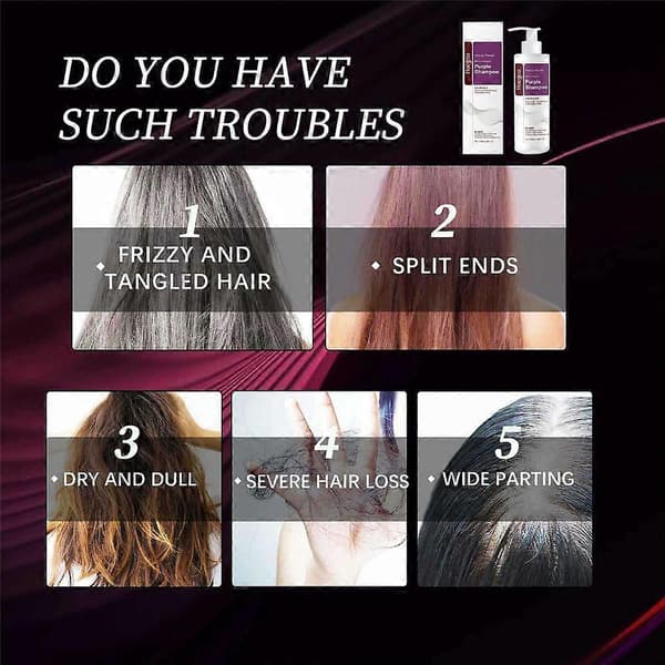 Lila Hårmask & Schampo Professionell Neutraliserar Gula Toner För Blont Silver Grått Slingat Hår