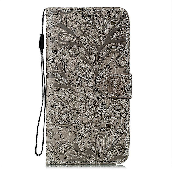 Blondeblomst Læder Telefon Cover Til iPhone 15 Plus Grey