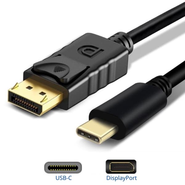 USB-C til DisplayPort Kabel 2 Meter Sort 96