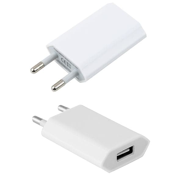 1A Vegglader + 2M Lightning Ladekabel iPhone 80 2-Pack
