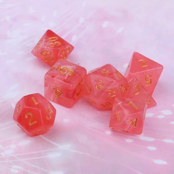 2x förpackning akryl flersidiga tärningar polyhedral D&d Trpg brädspel fest röd