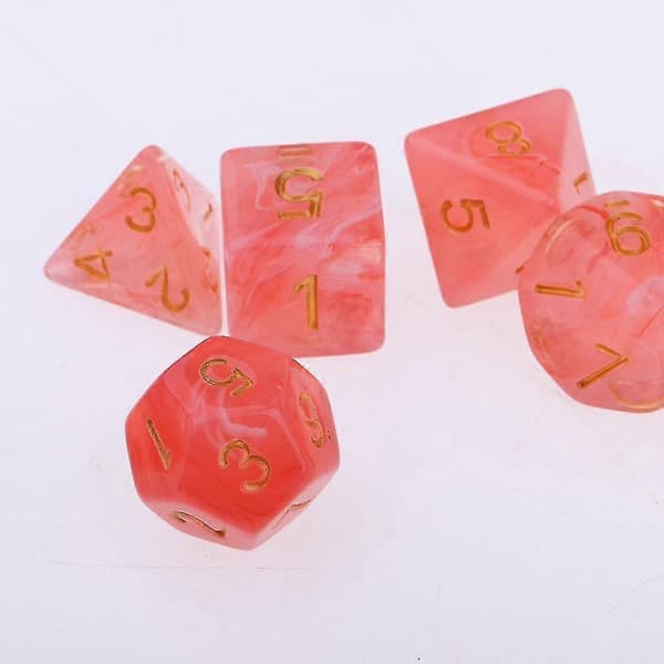 2x förpackning akryl flersidiga tärningar polyhedral D&d Trpg brädspel fest röd