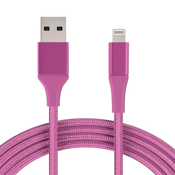 1M Kabel iPhone Lader Nylon Hurtiglading Rosa 128 8-Pack