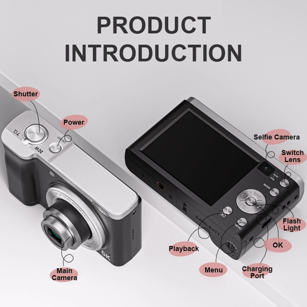 5K digitalkamera med 5x optisk zoom och anti-shake-stabilisering