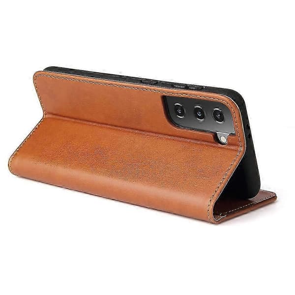 PU ægte læder etui til Samsung Galaxy S21+ 5G Brown