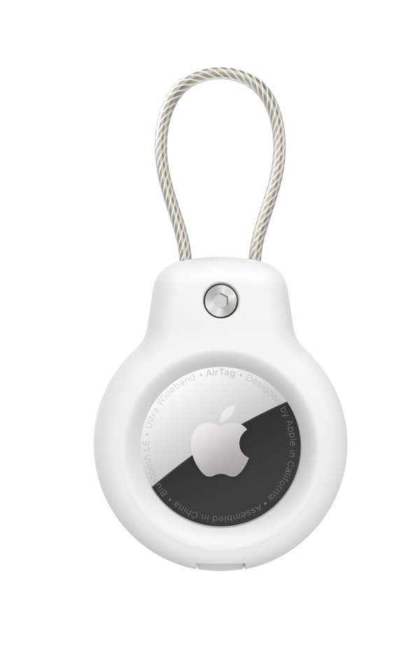 Kotelo teräsvaijerilla Apple AirTagille Vit