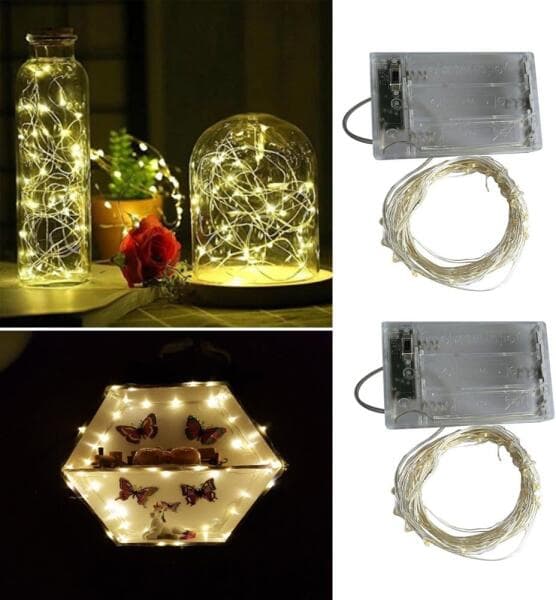 2 LED-valosarjaa hopeanvärisenä