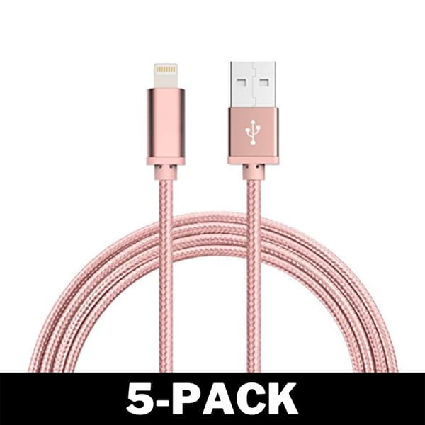 1M Kabel iPhone Lader Nylon Hurtiglading Roségull 32 2-Pack